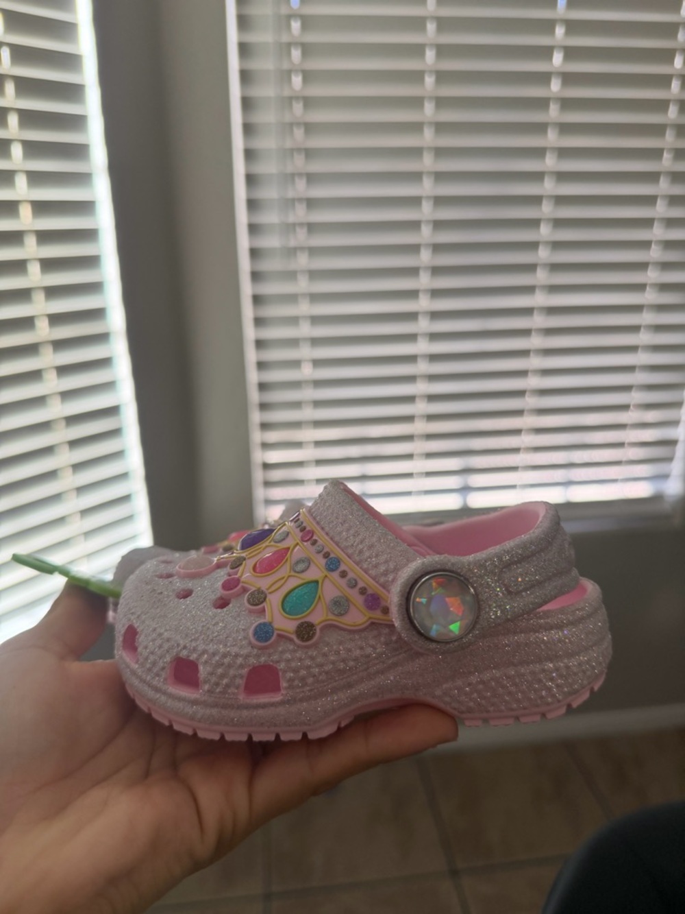 CROCS Kids' Sparkle Pink Jewel-Embellished Clog Sandals - Picture 3 of 6